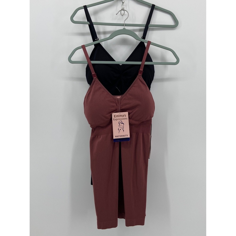 Emma's Expressions Maternity Nursing Camisole 2-Pack Black Rose ST-07MAT OS
